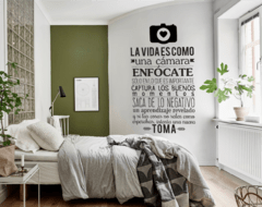 Vinilo Decorativo Frase 123 l LA VIDA ES COMO UNA CAMARA