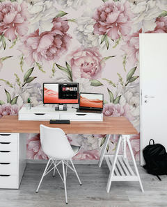 Mural | Peonias Fondo Rose - comprar online