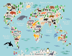 Mural | Mapamundi Animal - comprar online