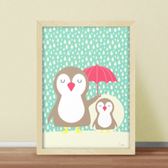 Pipa La Pingüina - Serie Gotas de Lluvia Rosa y Turquesa - comprar online