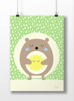 Rolo El Oso - Serie Gotas de Lluvia Verde y Celeste - Punto Eme Arte Impreso