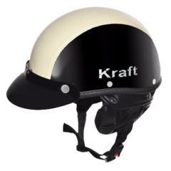 CAPACETE KRAFT COQUINHO COURO (PRETO/BEGE)