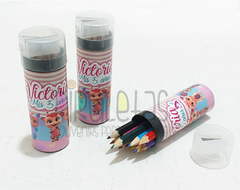 Tubo De Lapices De Colores Con Sacapuntas x10u