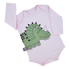 Body DINO LATERAL rosa (6m-9m) - comprar online