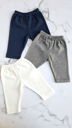 Calzas Pack x 3 Gris Oscuro, Natural, Azul - Regalos para Bebés | Tienda Online | Ajuares New Baby