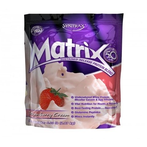 Saco com Whey Protein de 2.270kg Strawberry Cream MATRIX - SYNTRAX
