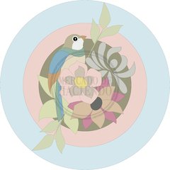 Patrón de alfombra circular para bordar marca Mercado de Haciendo diseño Pájaro