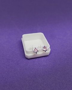 ABR 606 - Aros Abridores de Plata 925 - Estrella con cristalito rosa (4 mm)