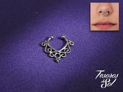 AR 570 - Aro de Plata 925 - Septum - Oriental - Aro ajustable de Naríz (15 mm)