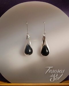 AR 702 - Aros de Plata 925 - Diseño Artesanal @dahojoyas - Colgantes - Óvalo torzado con gota de Agata - comprar online