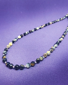 CO 690 - Collar de Piedras Naturales Agata en Tonos Tierra con perlas de plata 925 - Enhebrado con tanza de acero - 45 cm