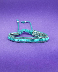 P 612 - Pulsera de India - Ajustable - Tejida con cuentas de Alpaca y mostacillas