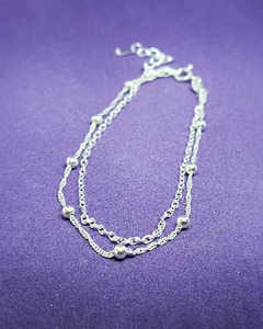 P 654 - Pulsera de Plata 925 - Cadenas Forzatina y Torzada con bolitas