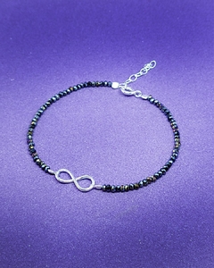 P 657 - Pulsera de Plata 925 - Con Cristalitos Tornasol y Dije Infinito