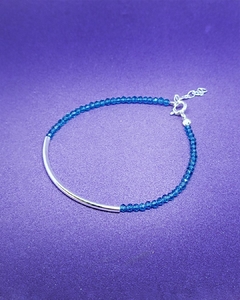 P 659 - Pulsera de Plata 925 - Con Cristalitos Azul y Tubito de Plata
