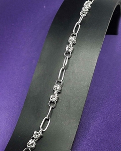 P 678 - Pulsera de Plata 925 - Eslabones alargados y Eslabón Peruano con cierre Marinero - comprar online