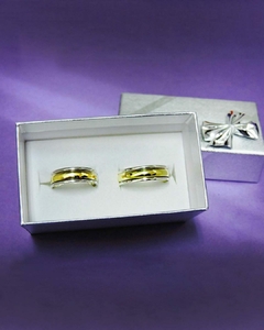 SPYO 1 - SOBRE PEDIDO - Conjunto de anillos de Plata 925 Alianzas con guarda de oro - Grabados y con estuche
