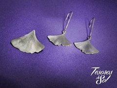 AR 642 - Aros de Plata 925 - Diseño exclusivo @dahojoyas - Hojas de Ginkgo Biloba - Colgantes - comprar online