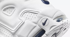 NIKE AIR MORE UPTEMPO APPEARS WHITE AND MIDNIGHT NAVY