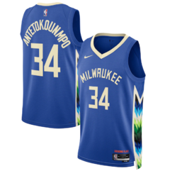 Unisex Milwaukee Bucks Giannis Antetokounmpo Nike Royal 2022/23 Swingman Jersey - City Edition