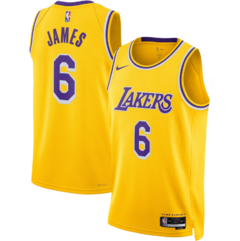 Unisex Los Angeles Lakers Nike LeBron James Gold Swingman Jersey - Icon Edition