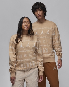 Jordan Crew Essential Holiday Fleece Sweatshirt - Beige