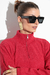 Maxi Sweater Cierre Punto Acanalado Rojo | últimos talle 3 - FLOPPY KENNY