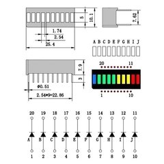 Barra Gráfica de LED 10 Segmentos 4 Cores na internet