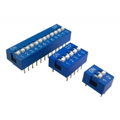 Chave Dip Switch 180° 1-12 Vias Azul