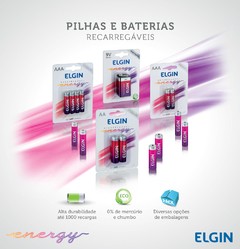 Pilha Recarregável AAA 1000mAh Elgin na internet