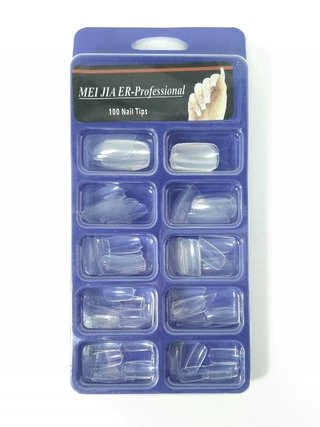 TIPS * UÑAS POSTIZAS MARCA MEI JIA ER POR 100 UNIDADES * 5 TAMAÑOS DIFERENTES EN EL BLISTER (TRANSPARENTE ó BLANCO ó NATURAL) - comprar online