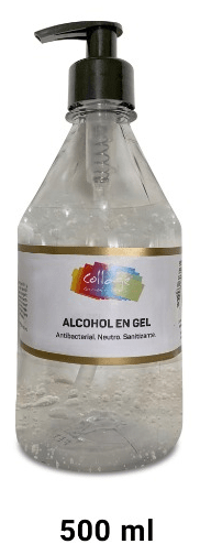 ALCOHOL EN GEL * ANTIBACTERIAL, NEUTRO , SANITIZANTE POR 500 ml. MARCA COLLAGE