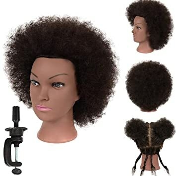 CABEZA DE PRACTICA MANIQUI CABELLO %100 NATURAL CORTO NEGRO AFRO MODELO N/CN