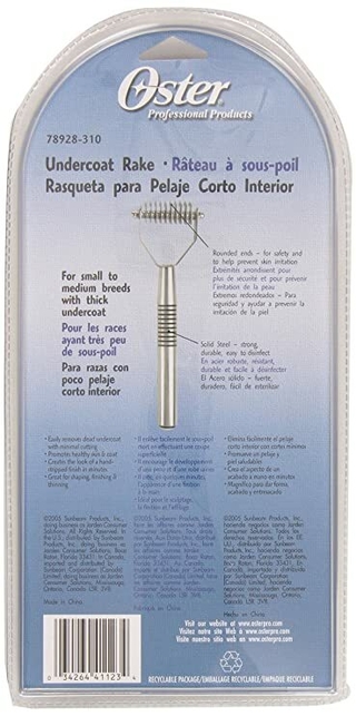 RASQUETA DESPOJADOR DE PELO DE ACERO PROFESIONAL MARCA OSTER PARA PELAJE CORTO INTERIOR MODELO 78928 - comprar online