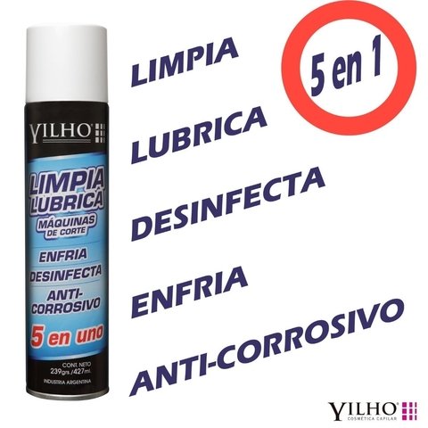 AEROSOL MARCA YILHO 5 EN 1 DESINFECTANTE + LUBRICANTE + REFRIGERANTE / ENFRIANTE + LIMPIADOR + PREVIENE EL OXIDO PARA CUCHILLAS * PELUQUERIA BARBERIA