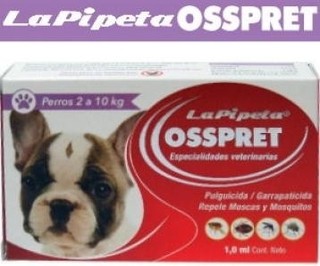 PIPETA PARA PERROS DE 11 A 20 Kg MARCA OSSPRET PULGICIDA GARRAPATICIDA REPELENTE DE MOSCAS Y MOSQUITOS en internet