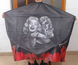 PEINADOR * CAPA DE CORTE DE TELA SIRE ESTAMPADA CUELLO SILVER CON BOTONES MODELO MARILYN MONROE