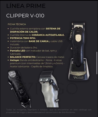 CORTADORA PROFESIONAL RECARGABLE DIGITAL MARCA VIGGO MODELO CLIPPER V-010 CON BASE - comprar online