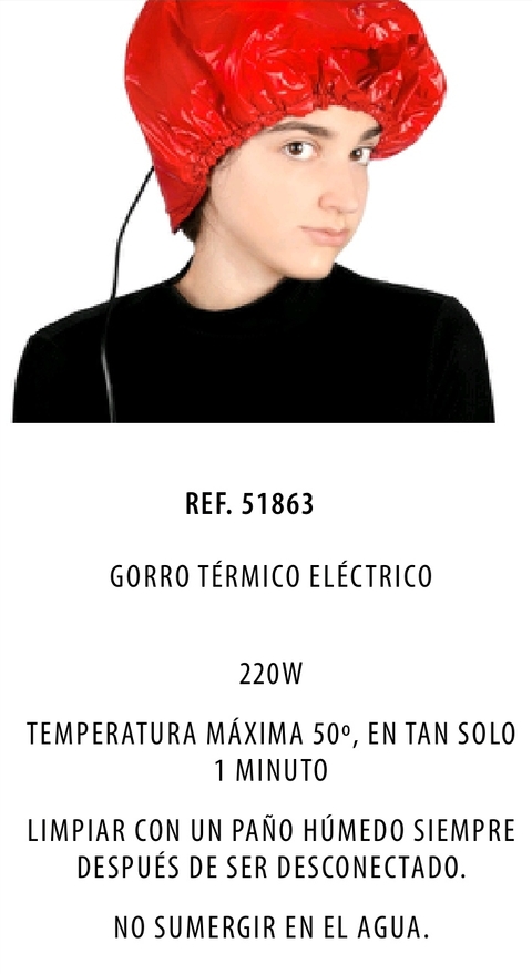 GORRO ELECTRICO TERMICO ACOLCHADO PARA BAÑO DE CREMA ó SHOCK QUERATINA * REEMPLAZA AL VAPORIZADOR DE CASCO (650) (OT)