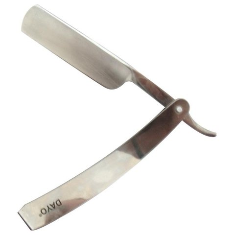 NAVAJA TRADICIONAL BARBERO HOJA ENTERA AFILABLE * MANGO METALICO MARCA DAYO MODELO N1548