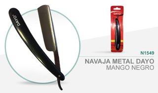 NAVAJA TRADICIONAL BARBERO HOJA ENTERA AFILABLE MANGO PLASTICO MARCA DAYO MODELO N1549 - comprar online