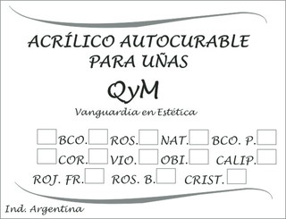 POLIMERO POLVO ACRILICO PARA CONTRUIR UÑAS ACRILICAS MARCA QYM POR 60 grs. * VARIOS COLORES A ELECCION en internet