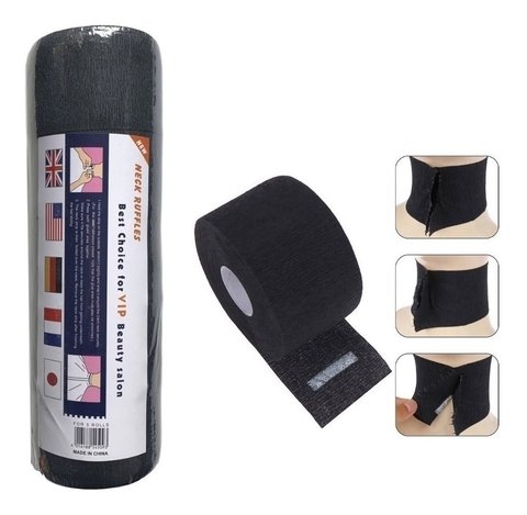 5 ROLLOS PAPEL PROTECTOR CUELLO NEGRO POR 500 SERVICIOS * BARBERIA HS20040