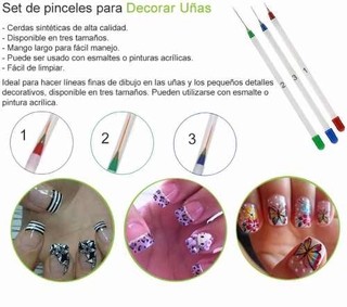 SET DE 3 PINCELES LINERS DIFERENTES PARA DECORAR UÑAS (CH) - comprar online