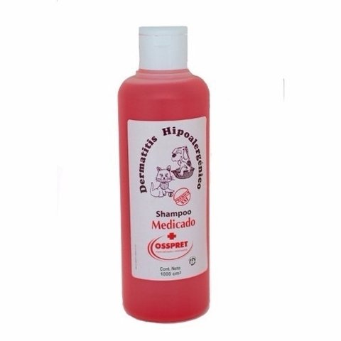 SHAMPOO MARCA OSSPRET MEDICADO MEDICADO HIPOALERGENICO DERMATITIS SECAS POR 1000 ml.