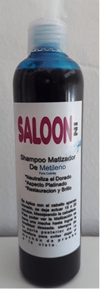 SHAMPOO MATIZADOR AZUL METILENO MARCA SALOON IN POR 250 ml.