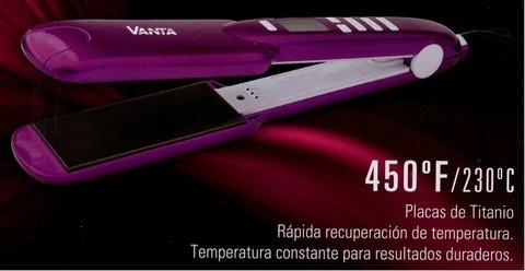 PLANCHA MARCA VANTA MODELO TITANIUM DE ALTA TEMPERATURA 230°C * CON REGULACION