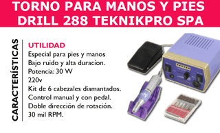 TORNO PROFESIONAL CON PEDAL MARCA TEKNIKPRO MODELO DRILL 288 * PARA MANOS Y PIES en internet