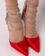 STILETTOS SILKY RED CON ACORDONADO DE STRASS - tienda online