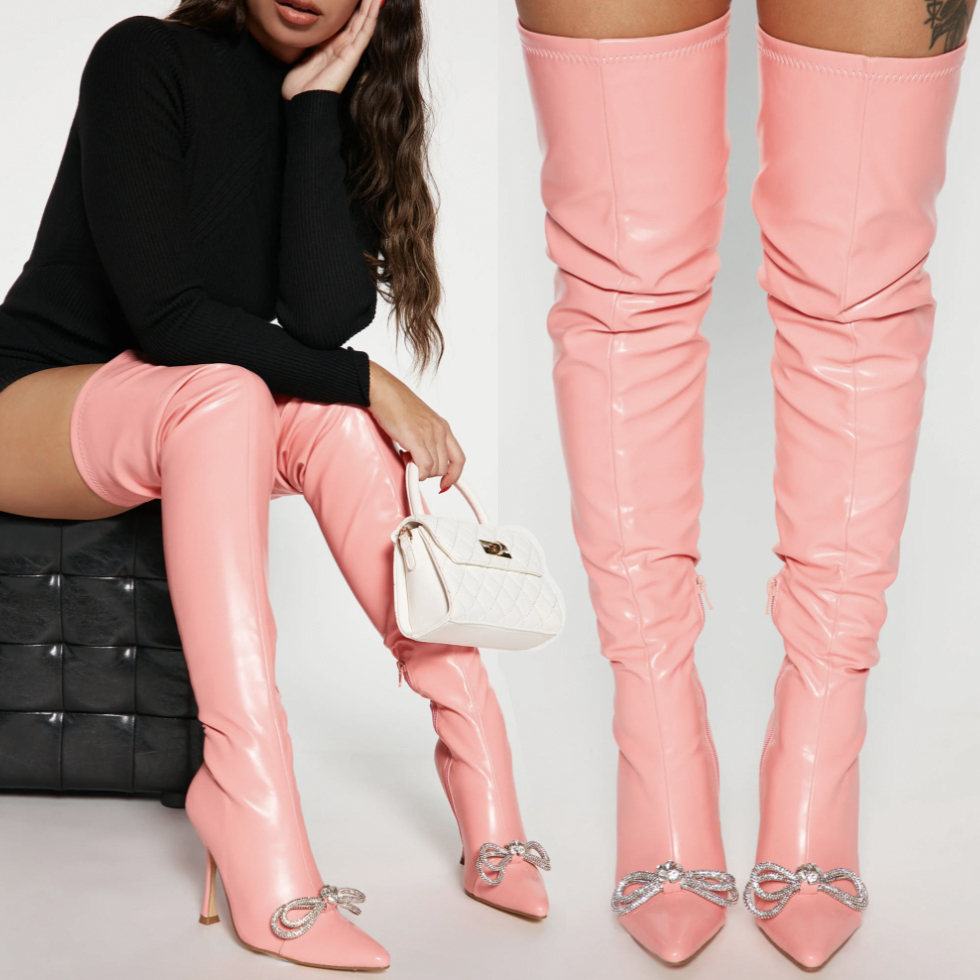 BOTAS BUCANERAS 'PINK STRASSY BOW' - WE LOVE NYC